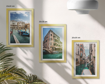 Bilderset mit rahmen Ansichten von Venedig mit Kanälen und städtischer Architektur