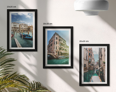 Bilderset mit rahmen Ansichten von Venedig mit Kanälen und städtischer Architektur
