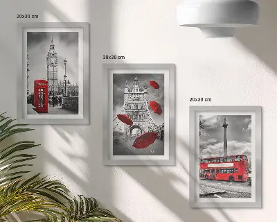 Fotowand Londoner Ansichten mit rotem Regenschirm und Bus