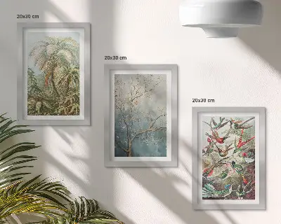 Bilderwand mit tropischen Pflanzen und farbenprächtigen Vögeln in der Natur