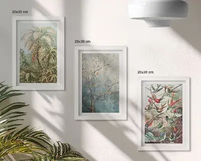 Bilderwand mit tropischen Pflanzen und farbenprächtigen Vögeln in der Natur