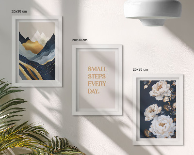Bilderwand Abstrakte Berge, Blumen und inspirierende Schriftzüge