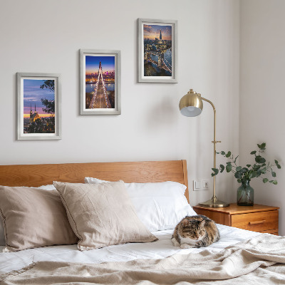 Bilderwand Stadtansichten mit Brücken und Sonnenuntergängen