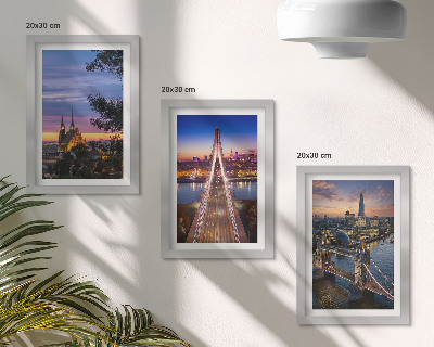 Bilderwand Stadtansichten mit Brücken und Sonnenuntergängen