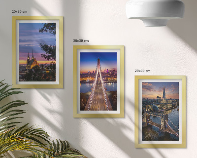 Bilderwand Stadtansichten mit Brücken und Sonnenuntergängen