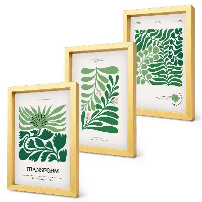 Fotowand mit einer Auswahl an grünen Blättern und Pflanzen in verschiedenen Formen