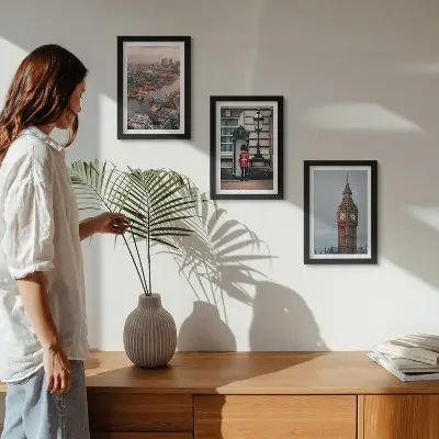 Bilderwand Ansichten von London mit der Tower Bridge und dem Big Ben