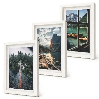 Fotowand mit Motiv Brücke im Waldsee und Bergblick