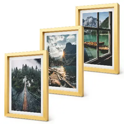 Fotowand mit Motiv Brücke im Waldsee und Bergblick
