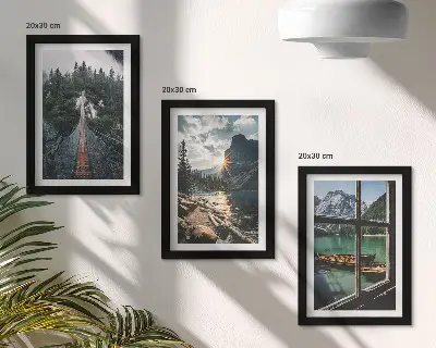 Fotowand mit Motiv Brücke im Waldsee und Bergblick