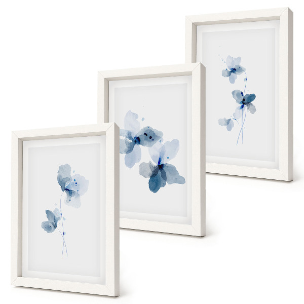 Fotowand Blumen in Blautönen auf hellem Hintergrund