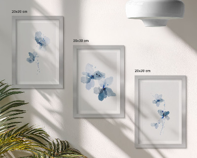 Fotowand Blumen in Blautönen auf hellem Hintergrund