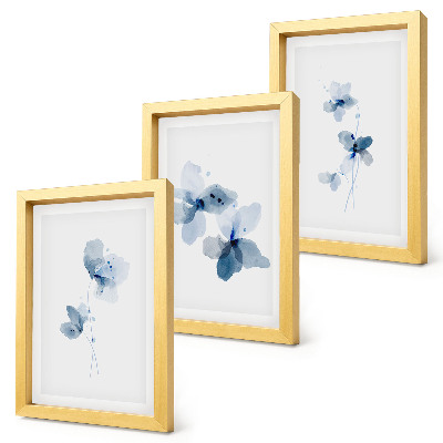 Fotowand Blumen in Blautönen auf hellem Hintergrund