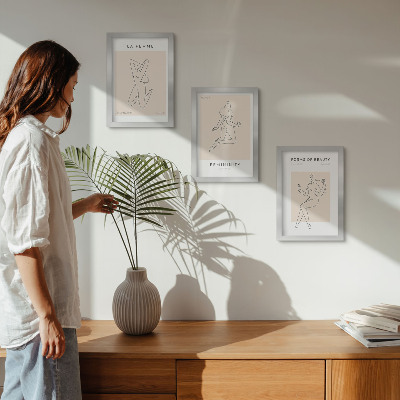 Bilderset mit rahmen Lineare Silhouetten von Frauen auf minimalistischen Postern