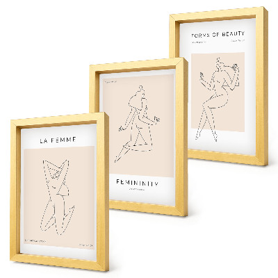 Bilderset mit rahmen Lineare Silhouetten von Frauen auf minimalistischen Postern