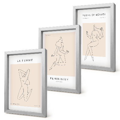Bilderset mit rahmen Lineare Silhouetten von Frauen auf minimalistischen Postern