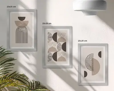Bilderwand mit abstrakten geometrischen Minimalismus-Mustern