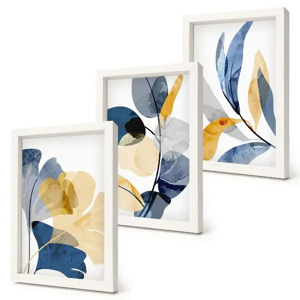 Fotowand mit Pflanzenmotiven im Aquarellstil