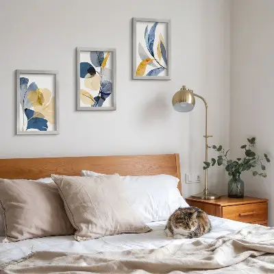 Fotowand mit Pflanzenmotiven im Aquarellstil
