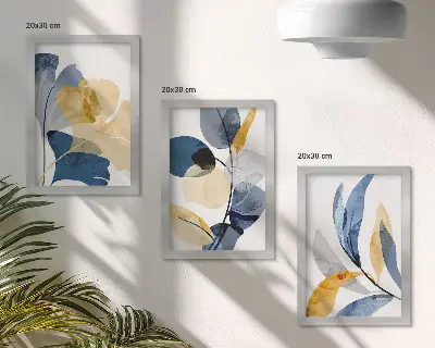 Fotowand mit Pflanzenmotiven im Aquarellstil