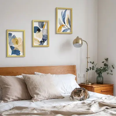 Fotowand mit Pflanzenmotiven im Aquarellstil