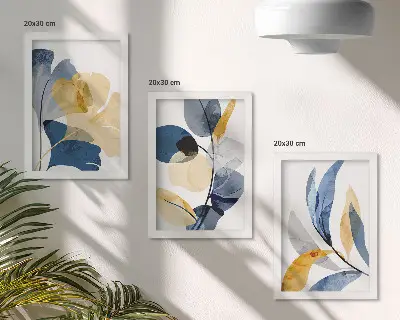 Fotowand mit Pflanzenmotiven im Aquarellstil