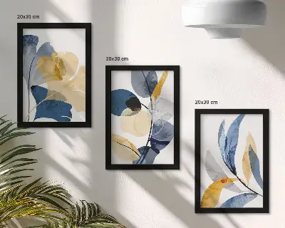 Fotowand mit Pflanzenmotiven im Aquarellstil