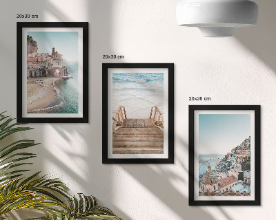 Fotowand Sommerliche Pastellfarben mit Küstenarchitektur und Strand