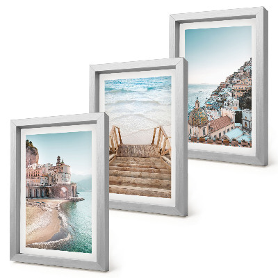 Fotowand Sommerliche Pastellfarben mit Küstenarchitektur und Strand