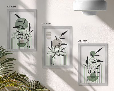 Bilderset mit rahmen Abstrakte Pflanzenkompositionen im Boho-Stil