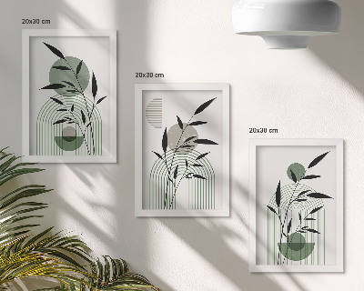 Bilderset mit rahmen Abstrakte Pflanzenkompositionen im Boho-Stil