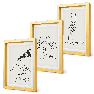 Fotowand Fröhliche Momente mit Wein und Champagner – Linienzeichnungen