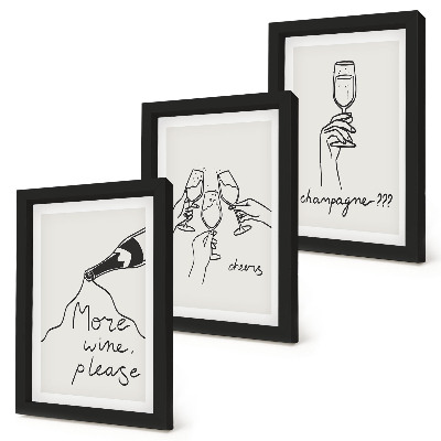 Fotowand Fröhliche Momente mit Wein und Champagner – Linienzeichnungen