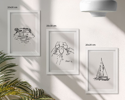 Bilderwand Blick auf das Haus am Wasser, Toast mit Gläsern, Segelboot