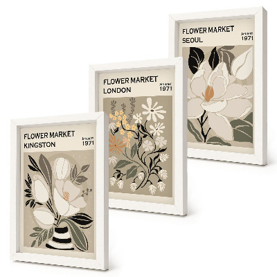 Bilderwand Retro-Blumen aus verschiedenen Städten der Welt