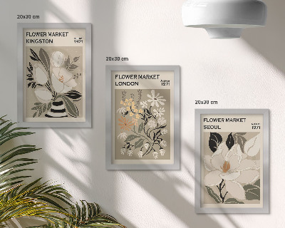 Bilderwand Retro-Blumen aus verschiedenen Städten der Welt