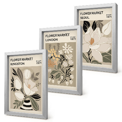 Bilderwand Retro-Blumen aus verschiedenen Städten der Welt