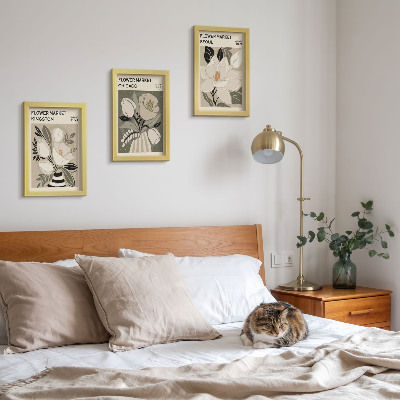 Bilderwand Blumen von den Märkten in Kingston, Chicago und Seoul im Retro-Stil