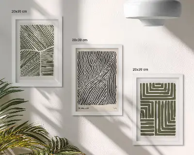 Fotowand mit Linien- und Formenmuster in Grüntönen