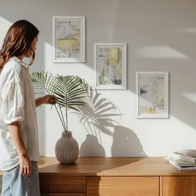 Bilderwand mit abstrakten minimalistischen Modewandmustern