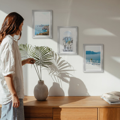 Bilderwand Meerblick mit griechischer Architektur