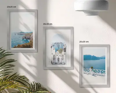 Bilderwand mit Meerblick und griechischer Architektur