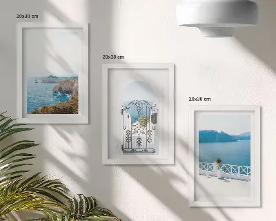 Bilderwand mit Meerblick und griechischer Architektur