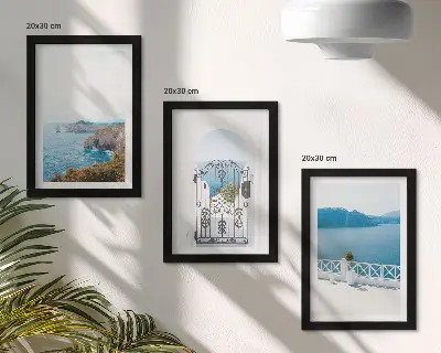 Bilderwand mit Meerblick und griechischer Architektur