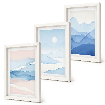 Fotowand Blaue und rosa Berglandschaften in Aquarell