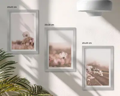 Bilderset mit Rahmen Wildblumen auf Sommerwiesen in romantischer Landschaftsoptik