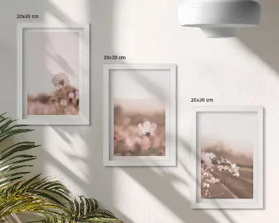 Bilderset mit Rahmen Wildblumen auf Sommerwiesen in romantischer Landschaftsoptik
