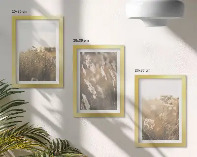 Fotowand Landschaft mit Gräsern und Blumen in warmen Farbtönen
