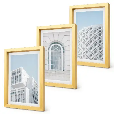 Bilderwand mit moderner Architektur in minimalistischem geometrischen Stil