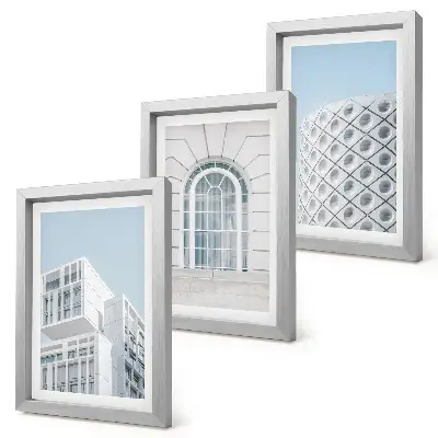 Bilderwand mit moderner Architektur in minimalistischem geometrischen Stil